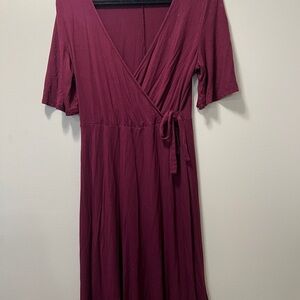 Old Navy Deep Red Midi Wrap Dress